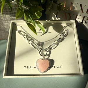 Miranda’s Eternal Light- Chic Silver Necklace with Pink Heart Pendant